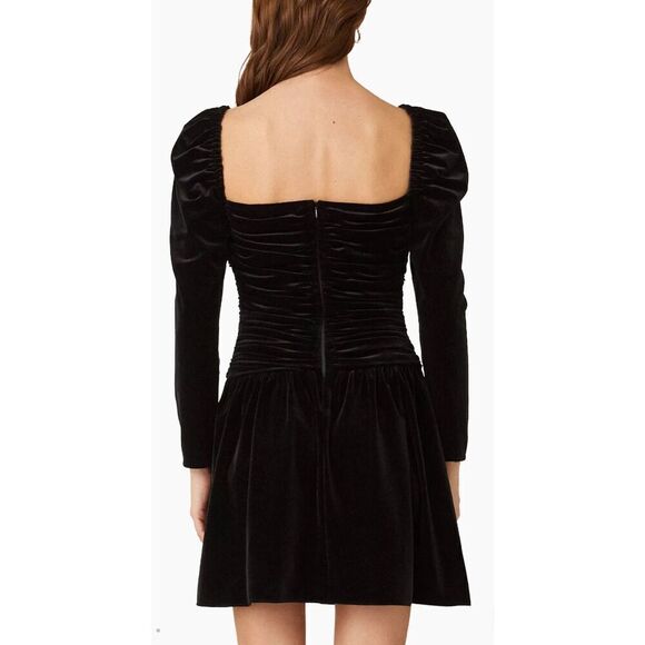 Shoshanna Mari Ruched Velvet Minidress in Black NWT Size 12 - Picture 4 of 9